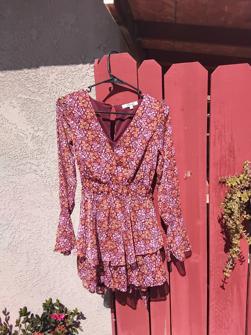 Blush Floral Long-Sleeve Wrap Dress - Pink & Rust